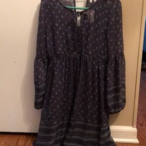 MUDD Navy Blue Print Dress, Size Medium